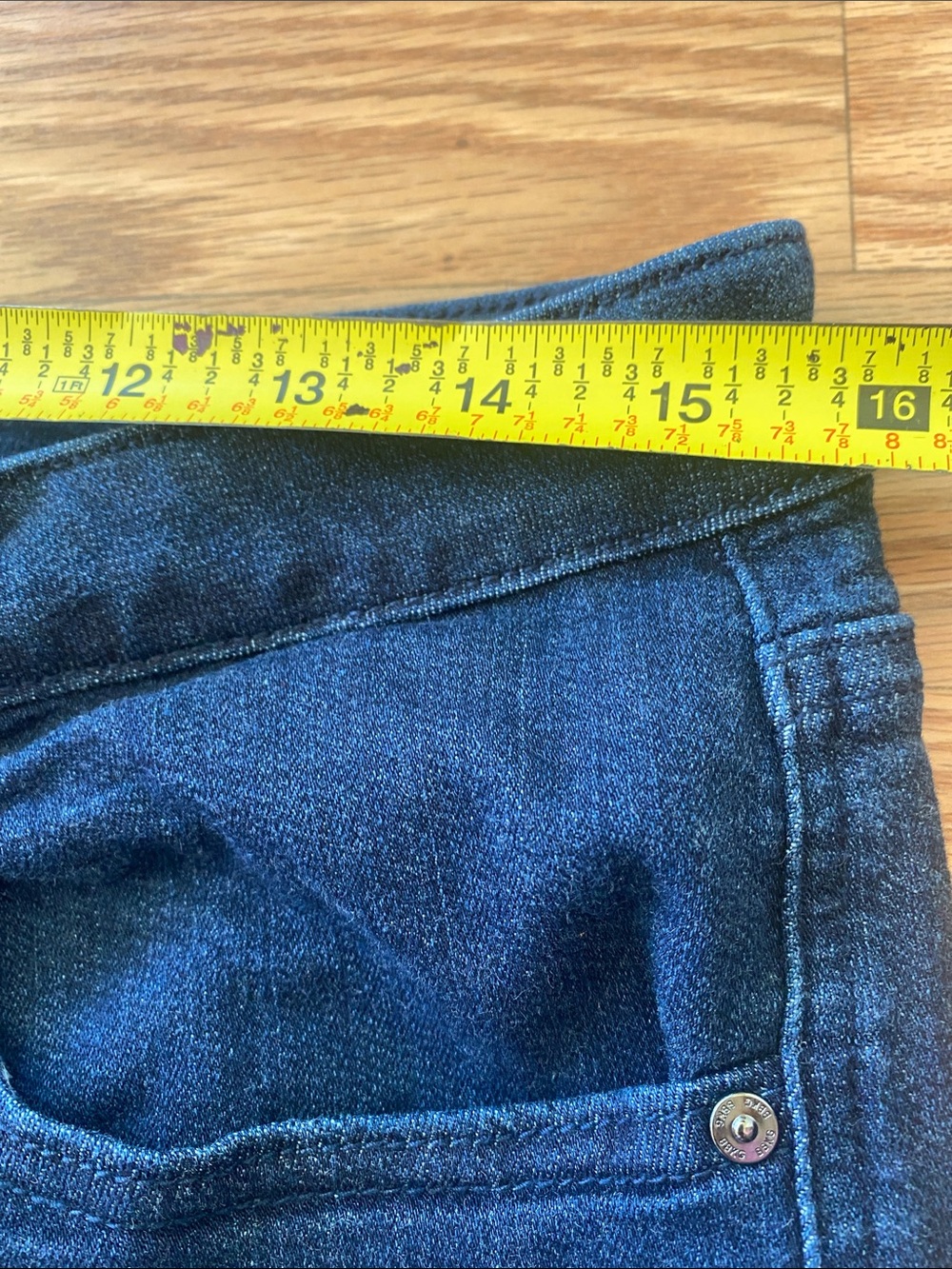 Belle by Kim Gravel Dark Blue Bootcut Jeans with Frayed Hem-12 - Picture 8 of 13